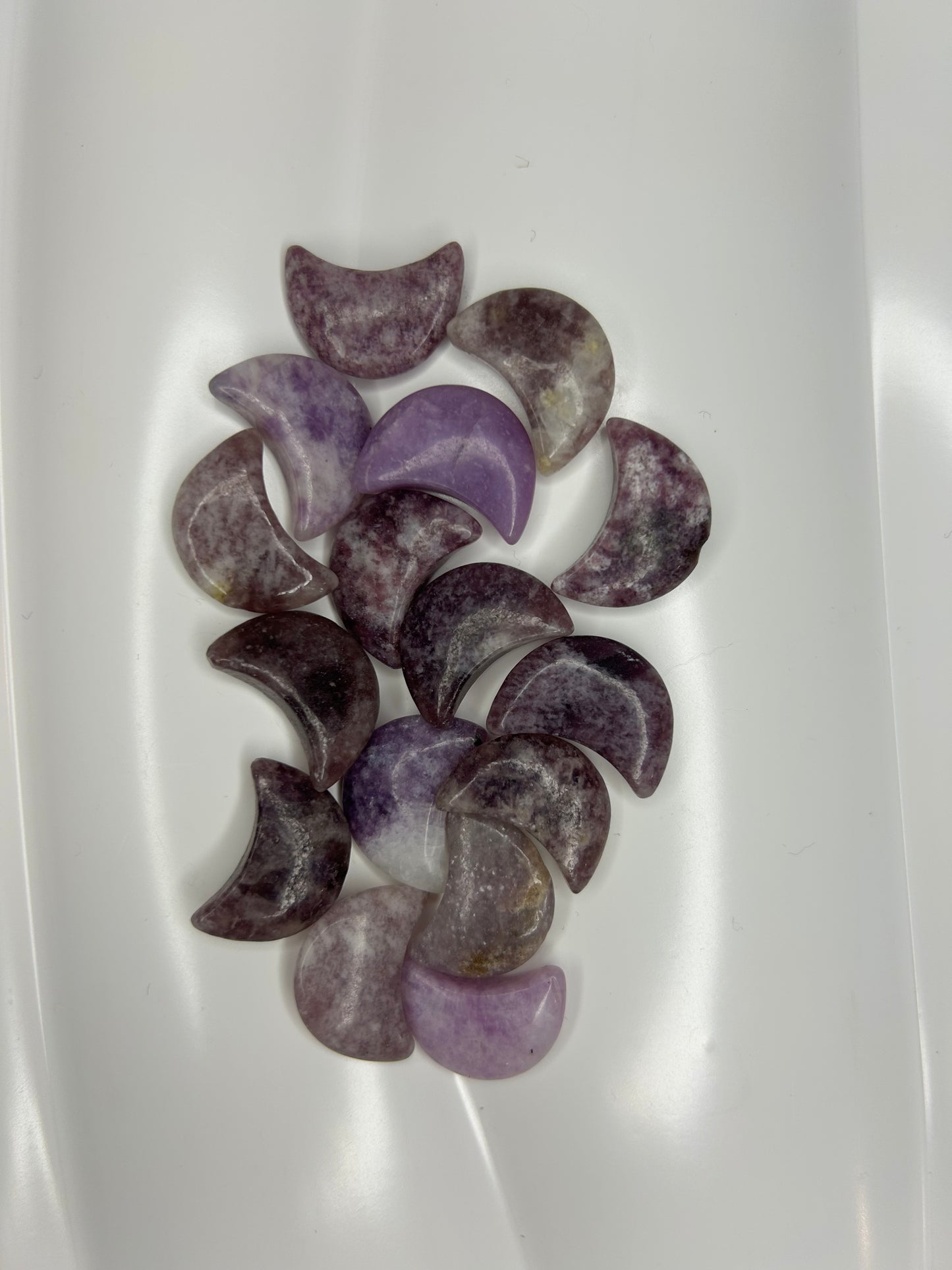 Lepidolite Moon Carvings
