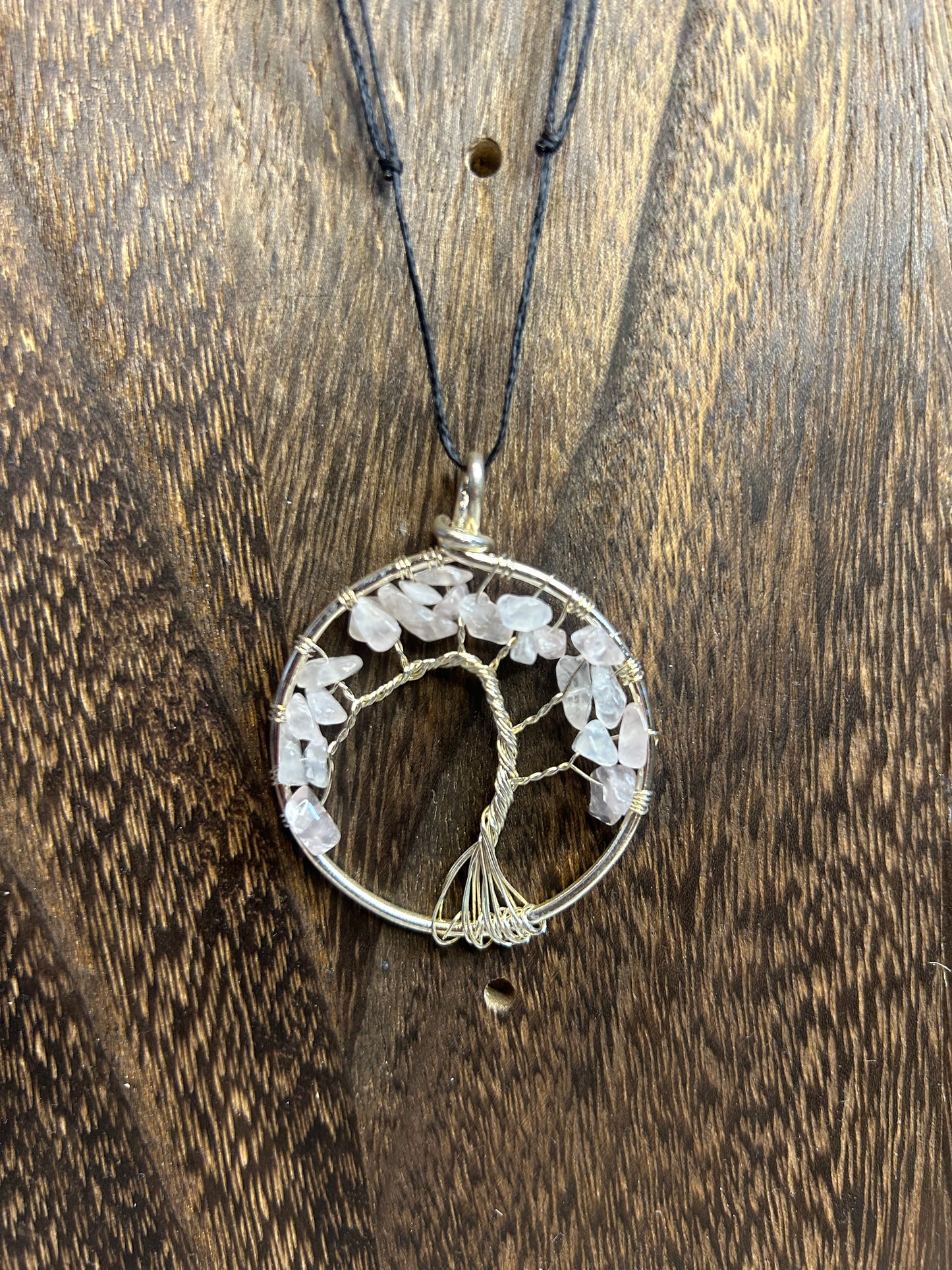 Rose Quartz Tree of Life Necklace