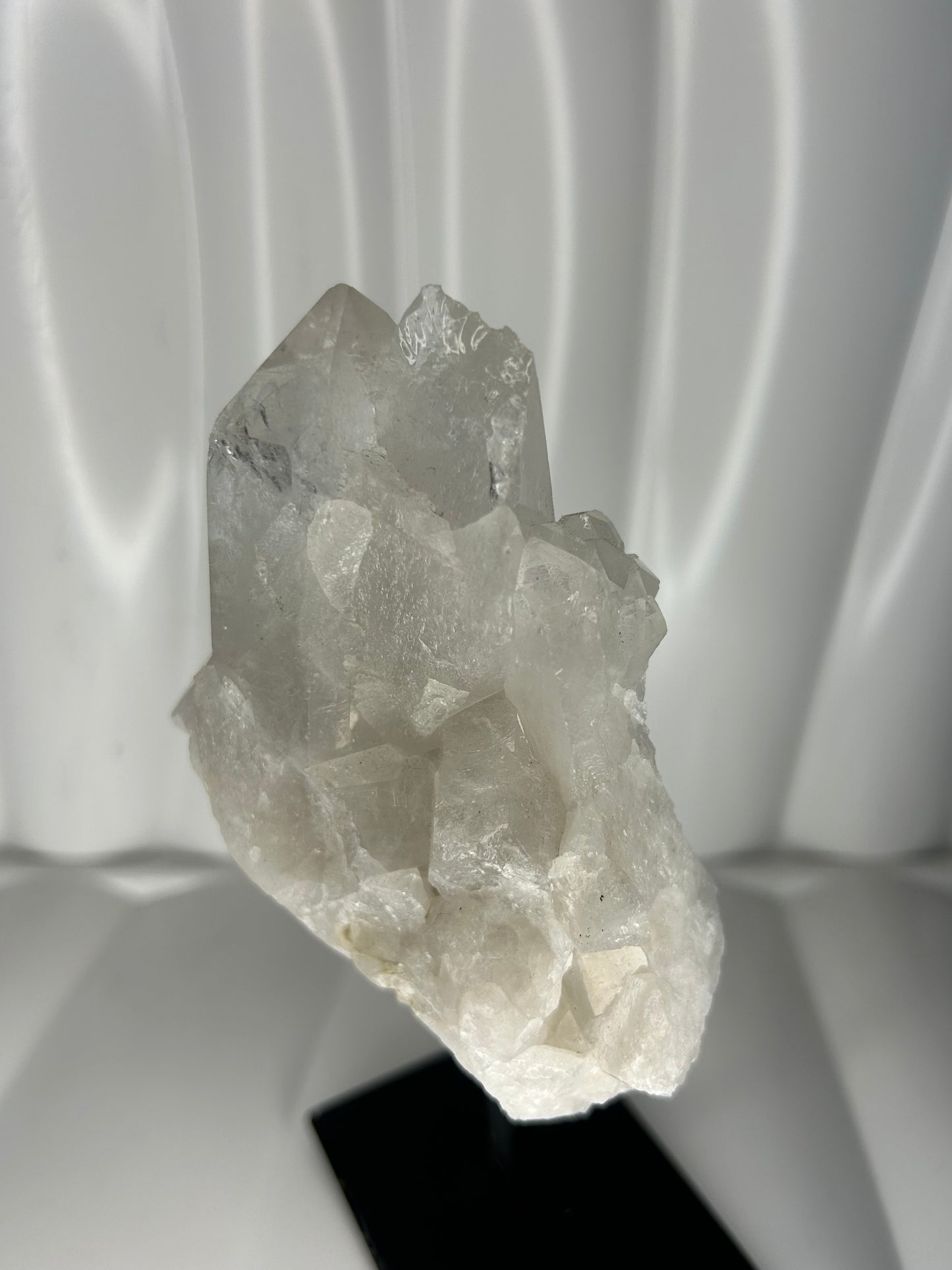 Clear Quartz Cluster on Metal Stand