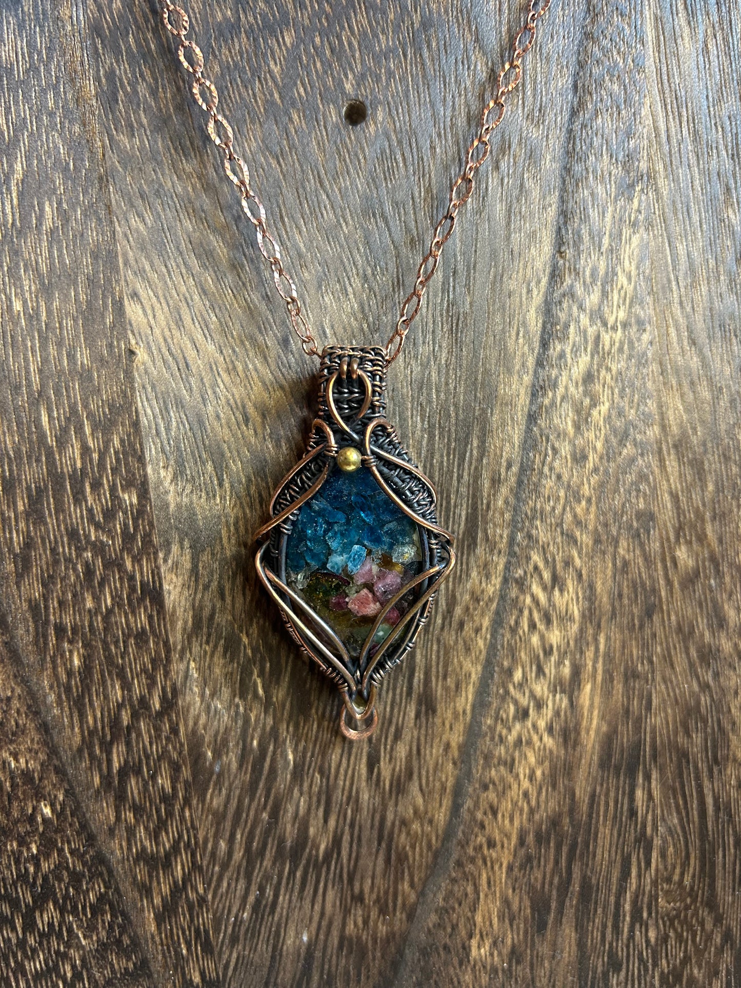 Watermelon Tourmaline Wrapped Pendant