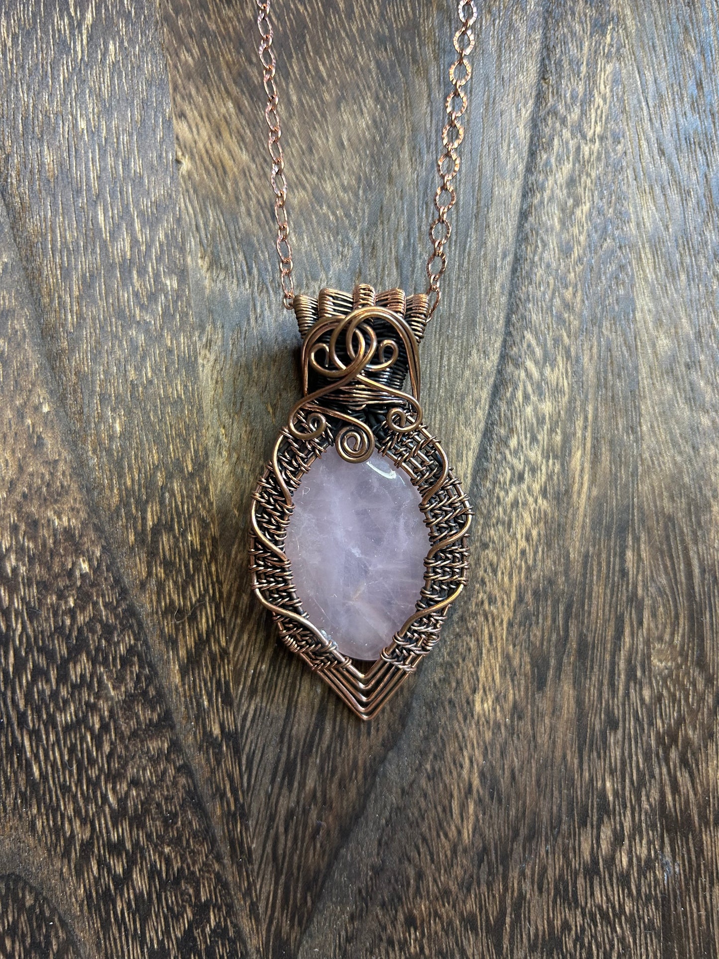 Rose Quartz Wrapped Pendant