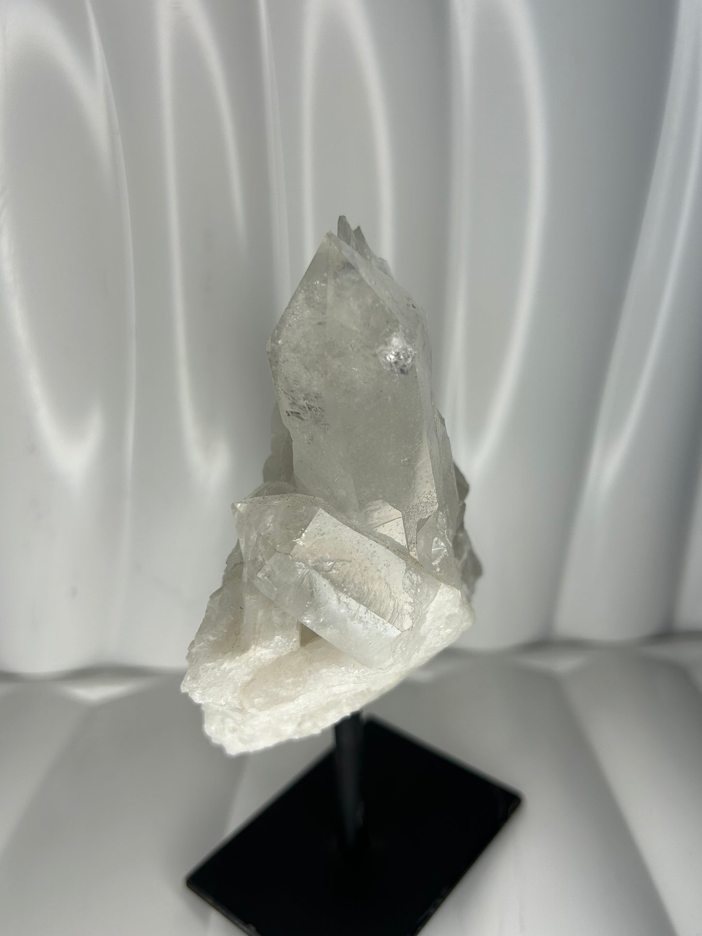Clear Quartz Cluster on Metal Stand