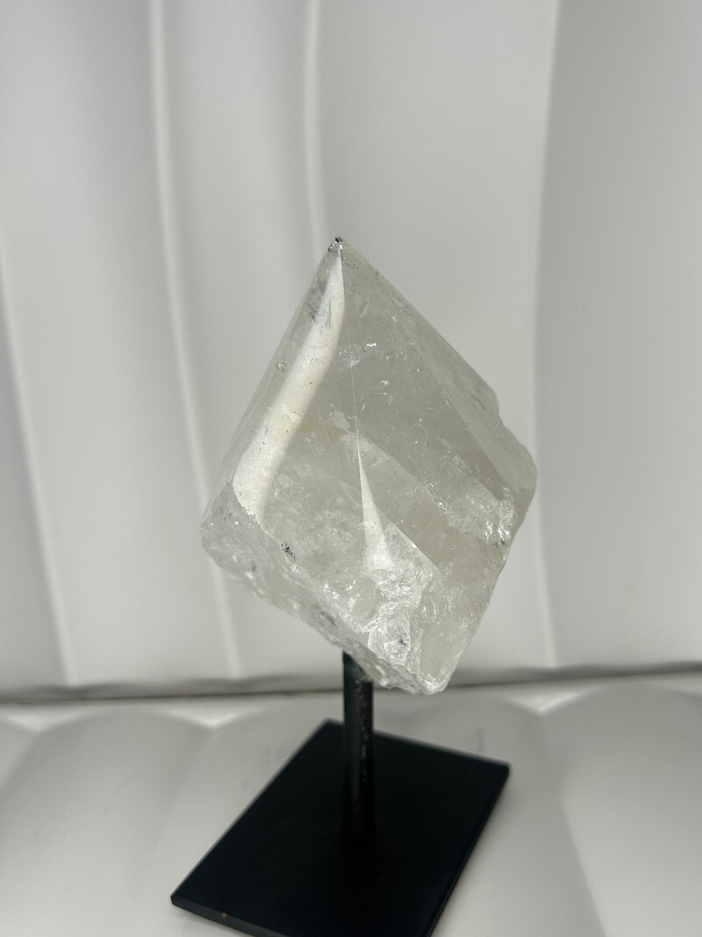 Clear Quartz Point on Metal Stand
