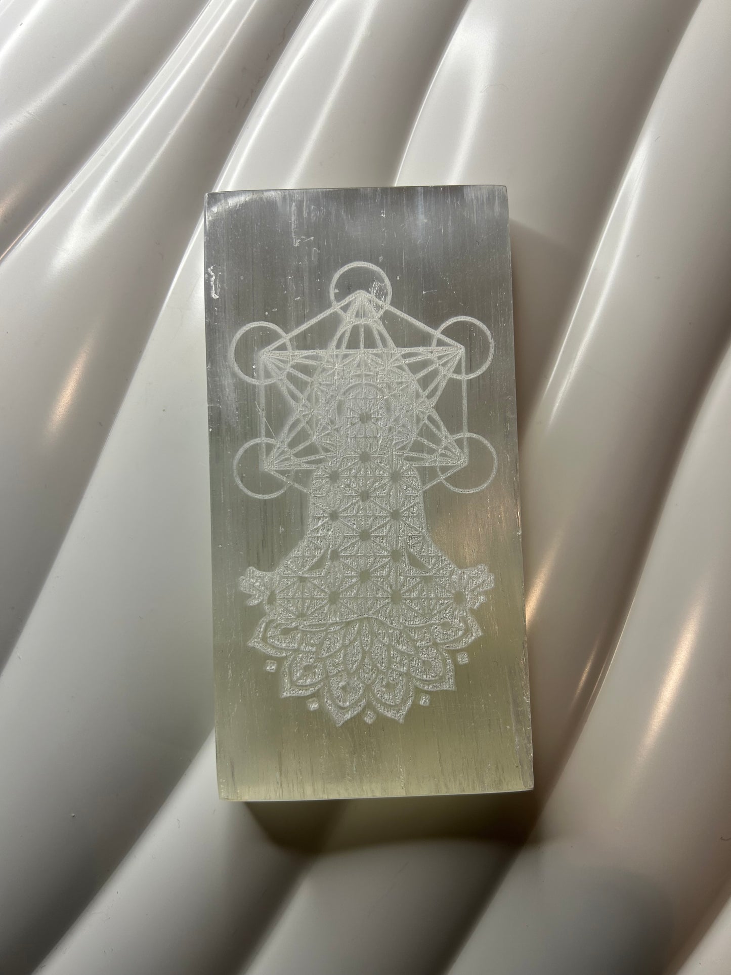 Carved Selenite Plate