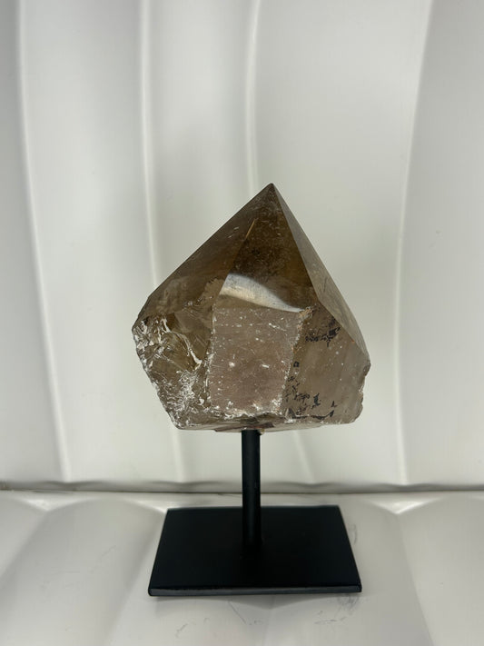Smokey Quartz Point on Metal Stand