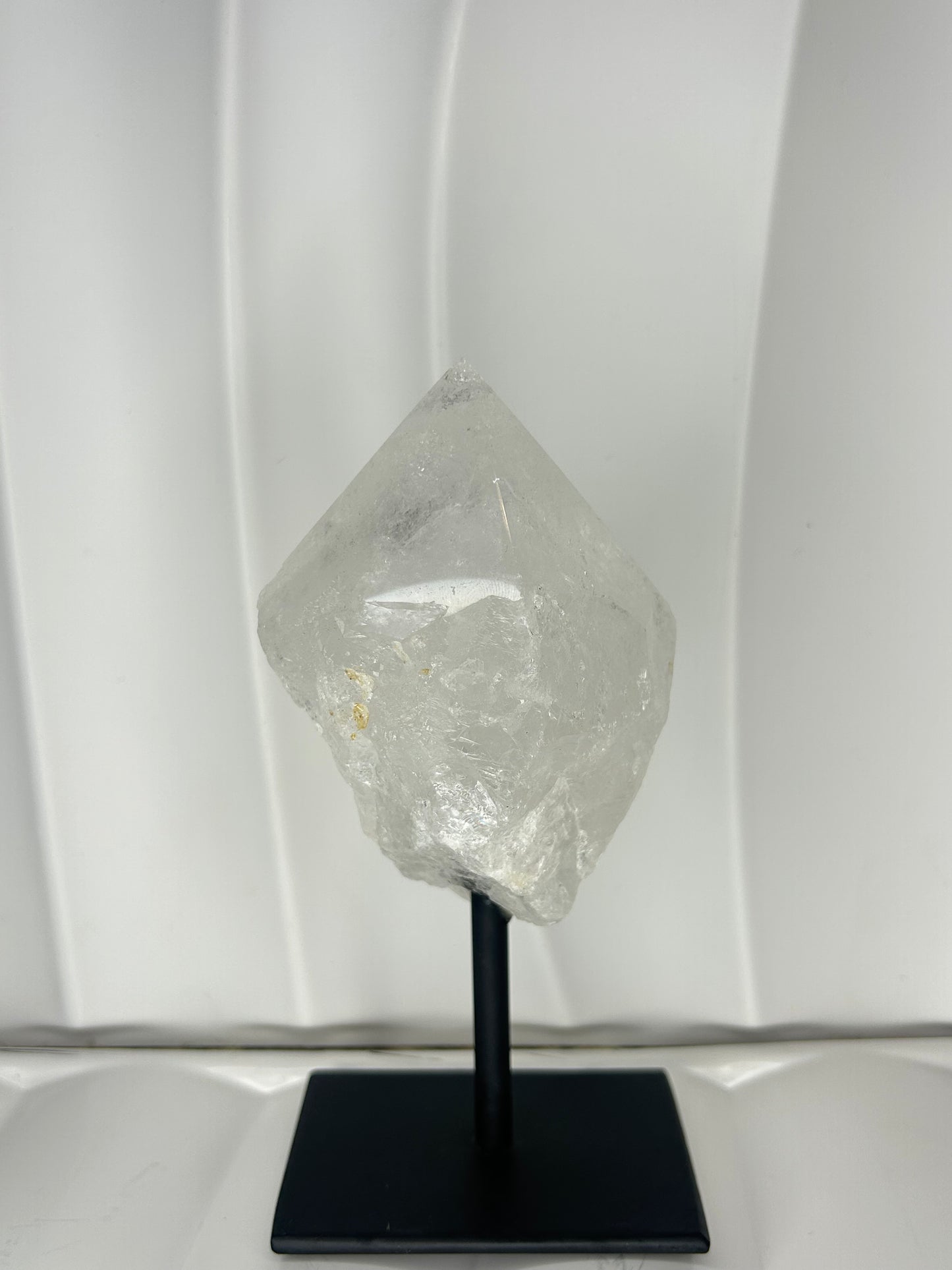 Clear Quartz Point on Metal Stand