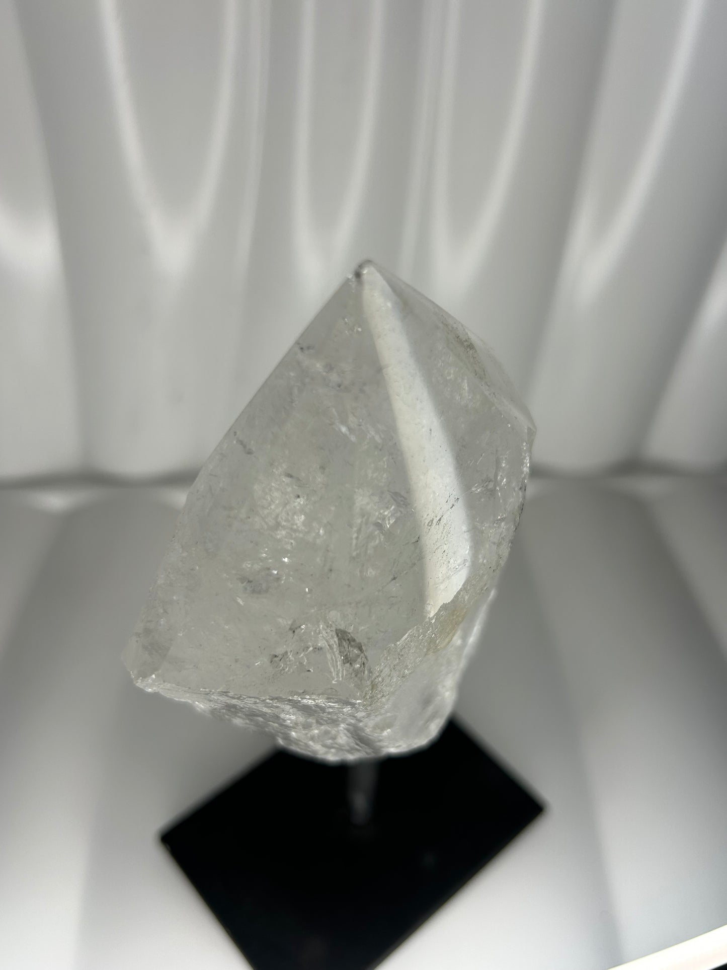 Clear Quartz Point on Metal Stand