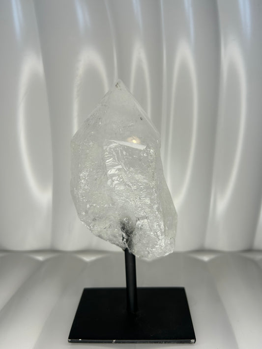 Clear Quartz Point on Metal Stand