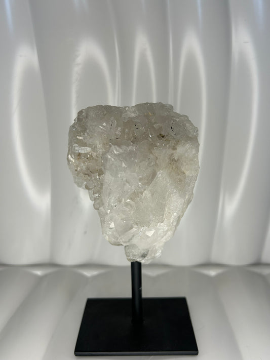 Clear Quartz Cluster on Metal Stand