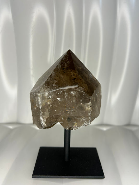Smokey Quartz Point on Metal Stand