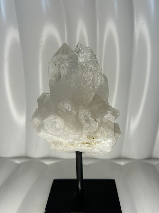 Clear Quartz Cluster on Metal Stand