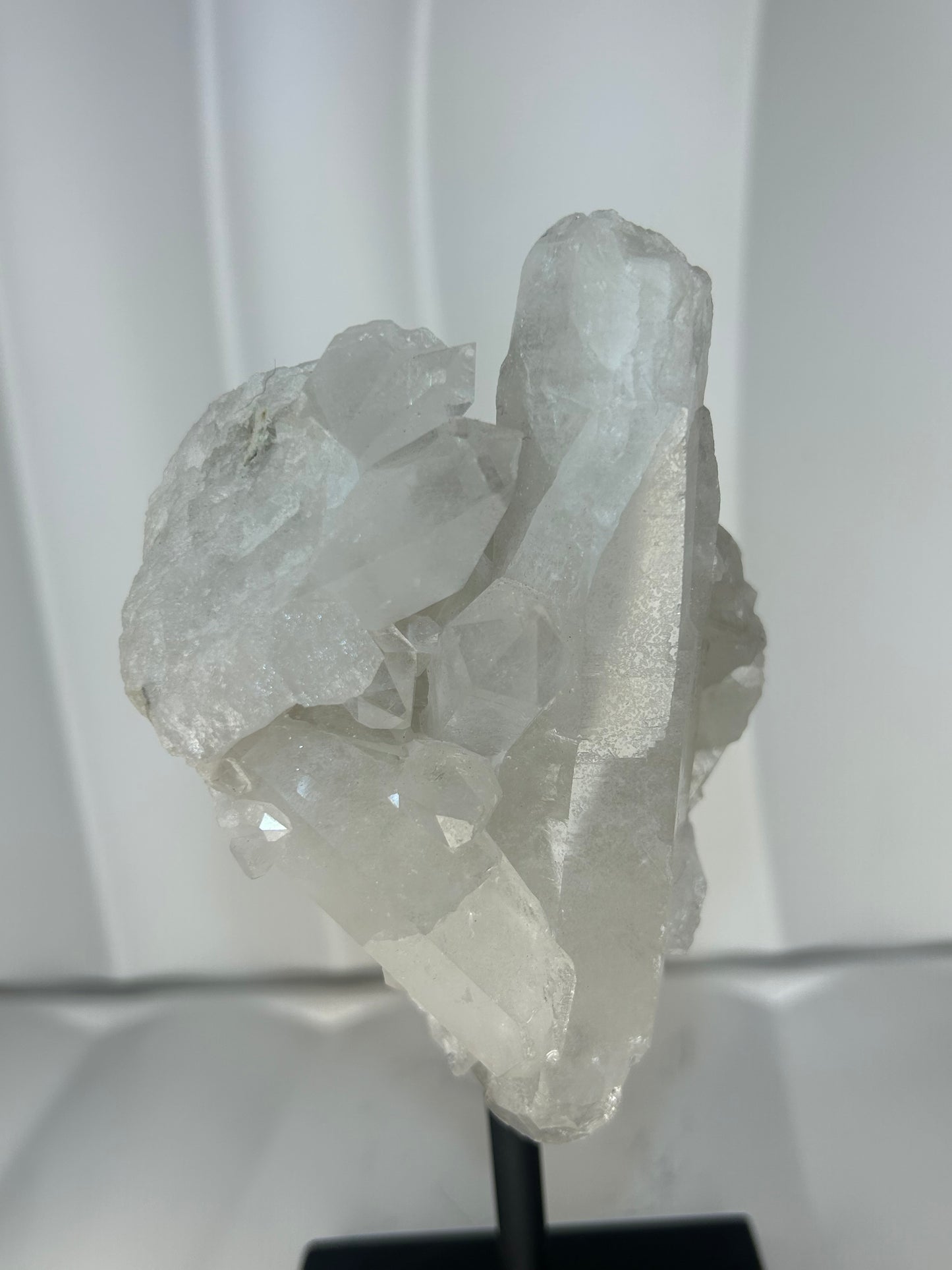Clear Quartz Cluster on Metal Stand