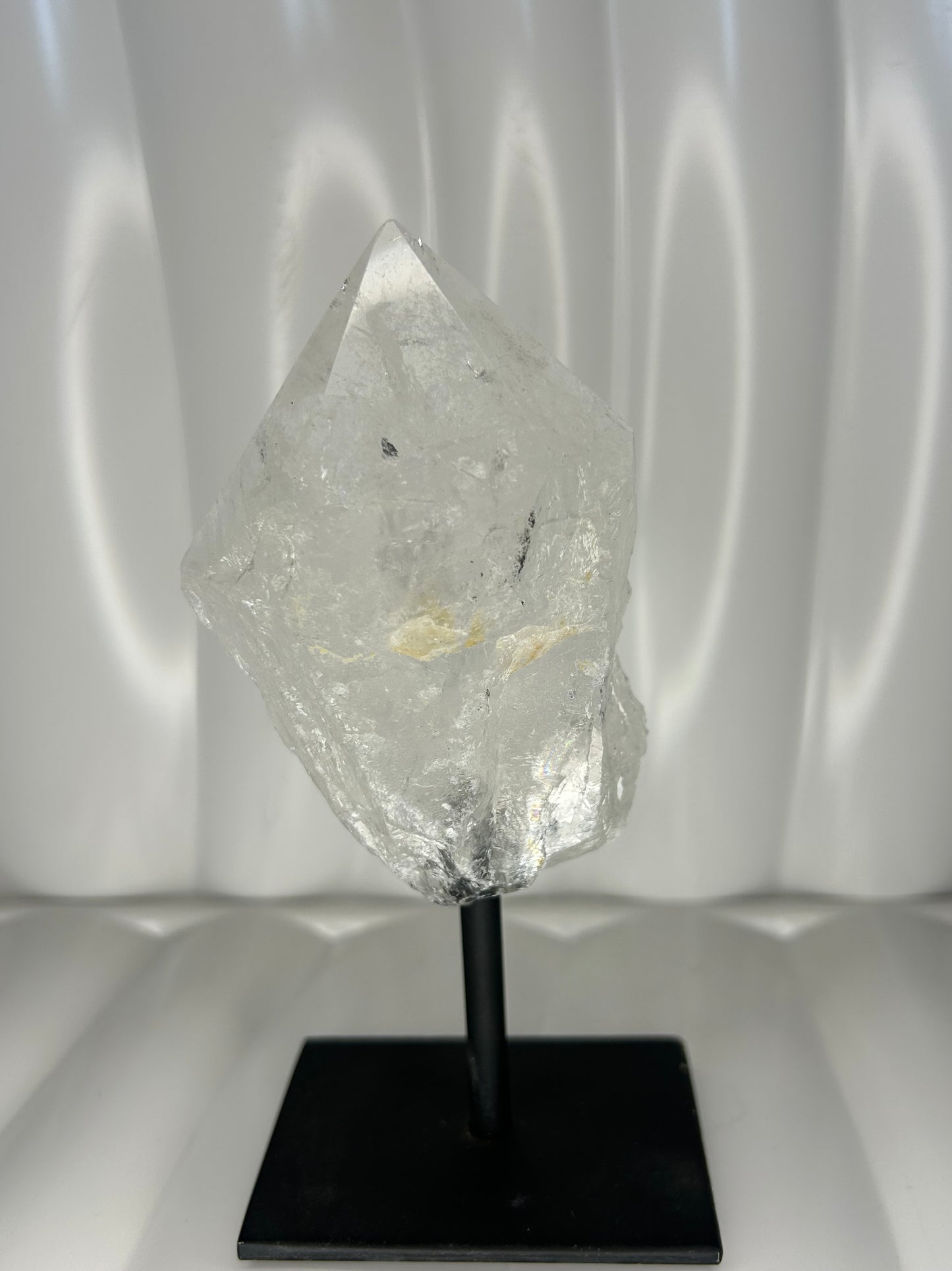 Clear Quartz Point on Metal Stand