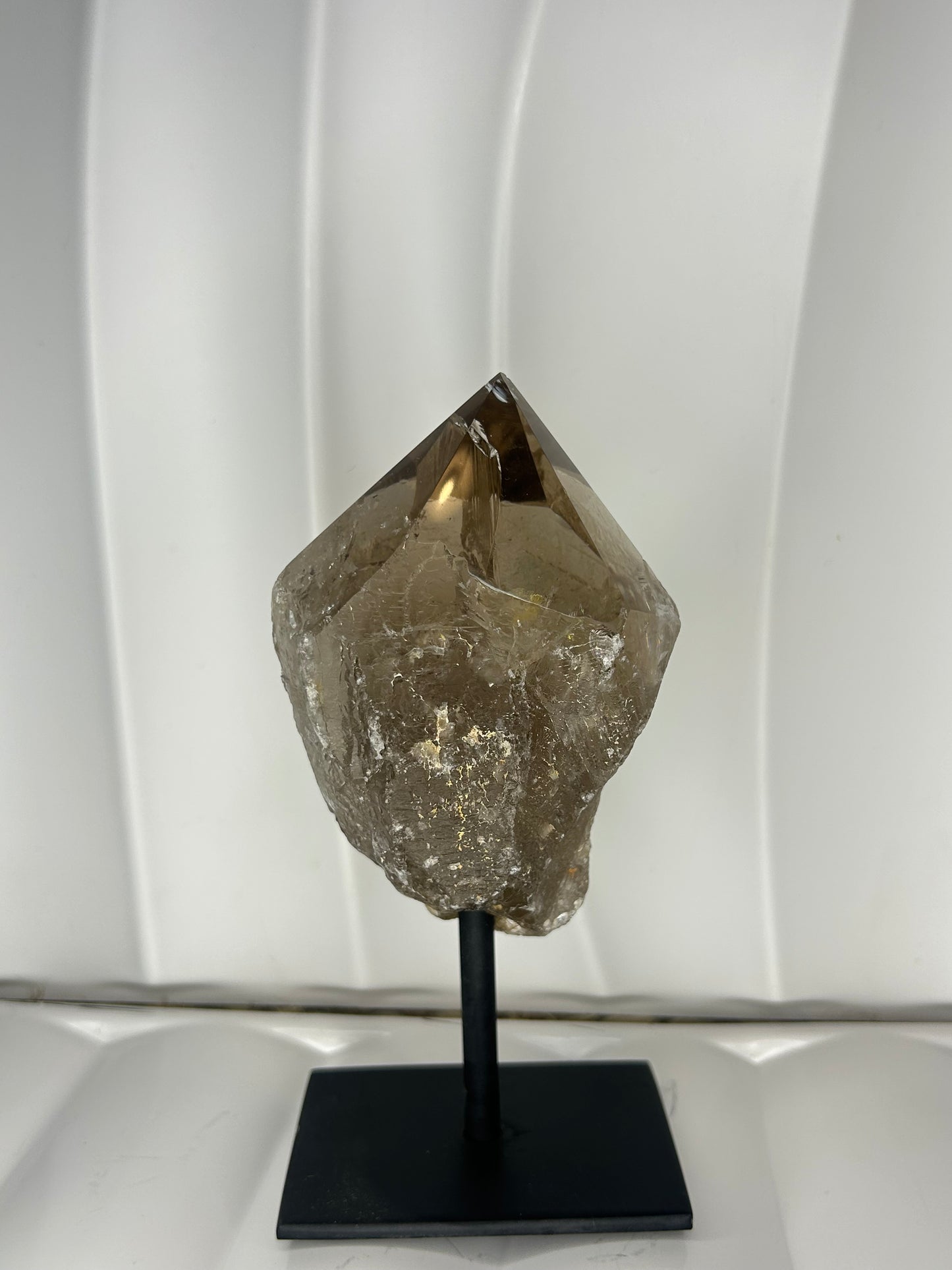 Smokey Quartz Point on Metal Stand