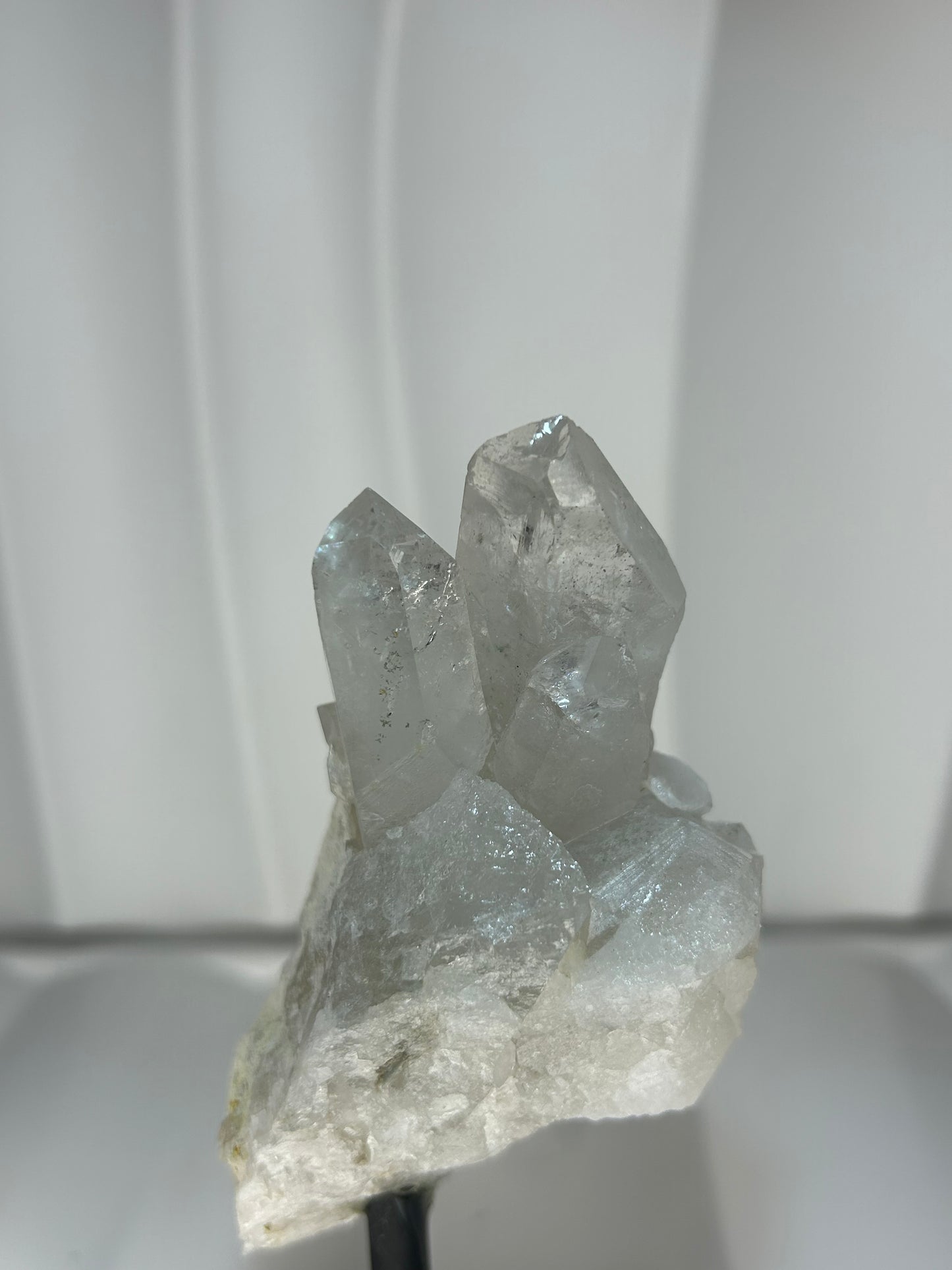Clear Quartz Cluster on Metal Stand