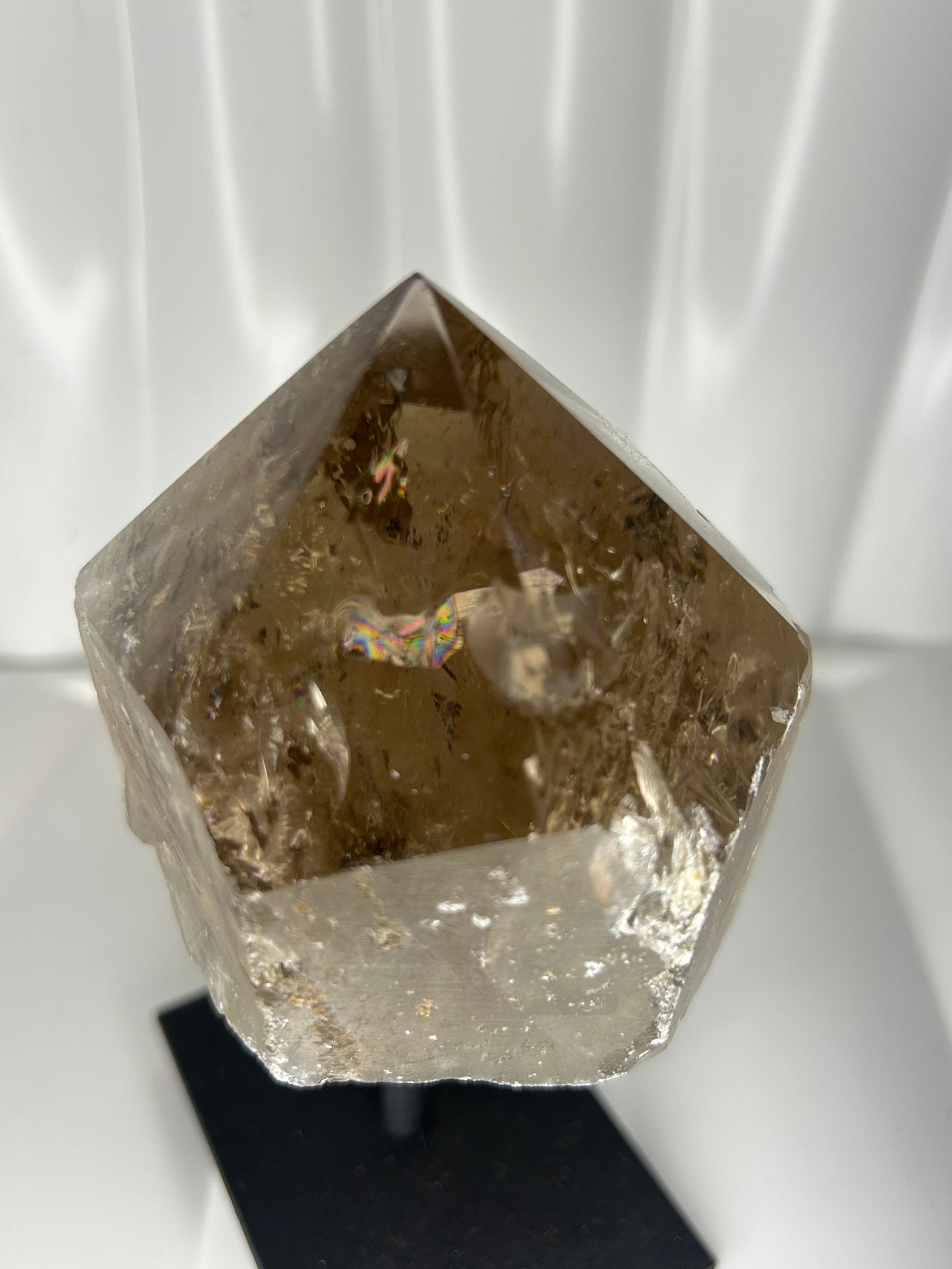 Smokey Quartz Point on Metal Stand