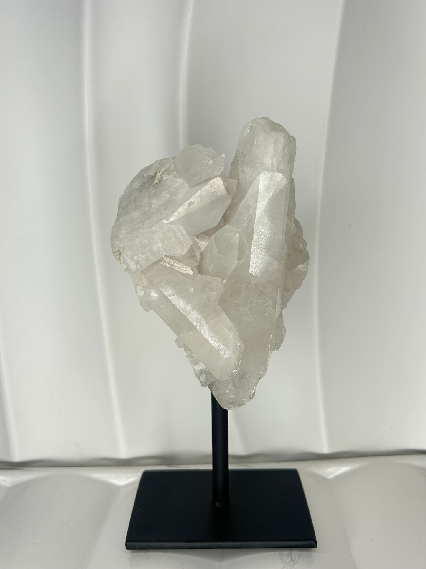 Clear Quartz Cluster on Metal Stand