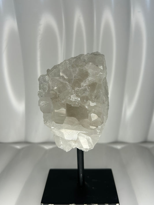 Clear Quartz Cluster on Metal Stand