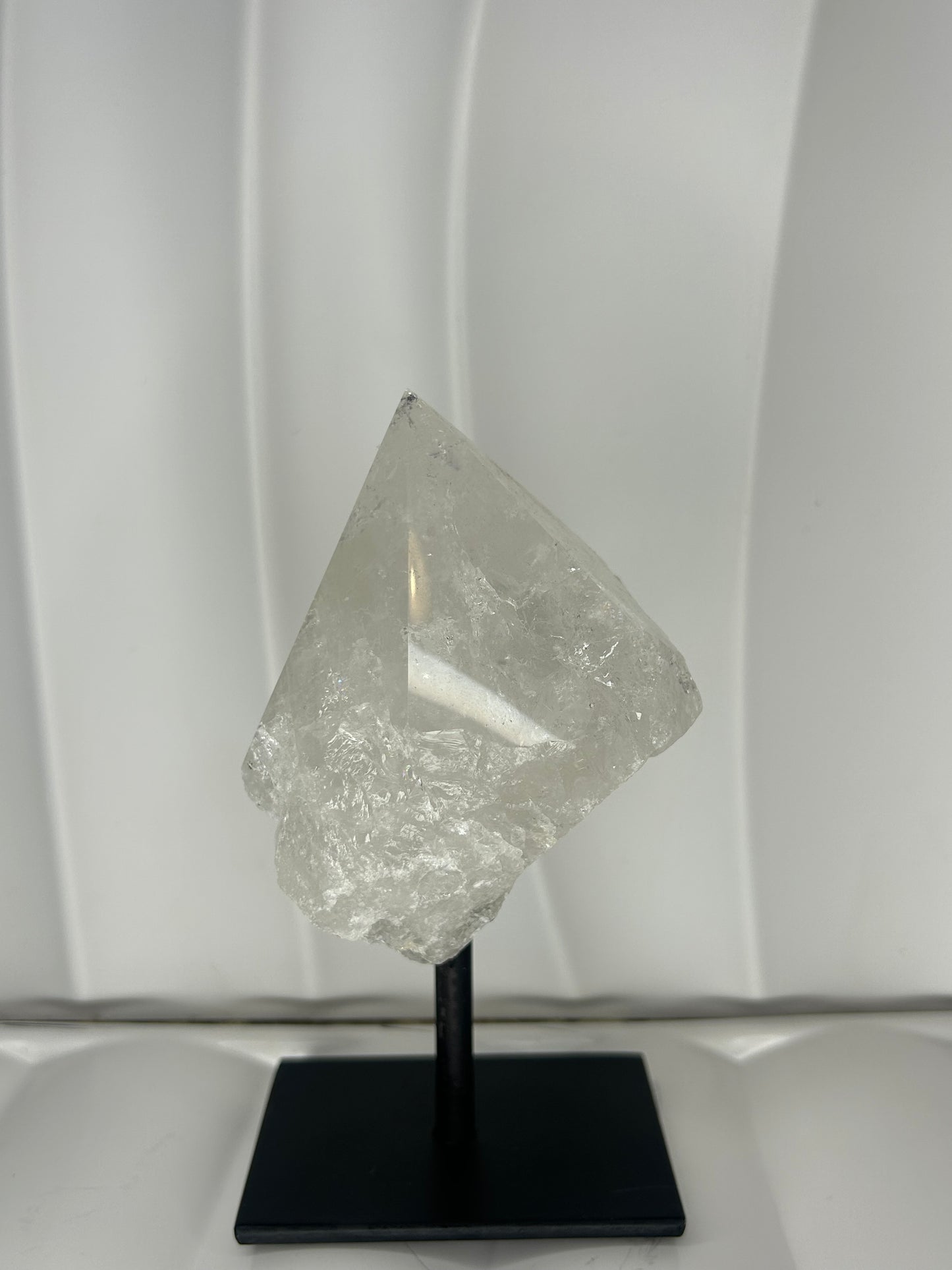 Clear Quartz Point on Metal Stand
