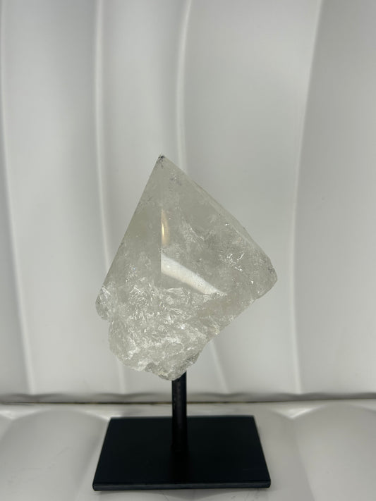 Clear Quartz Point on Metal Stand